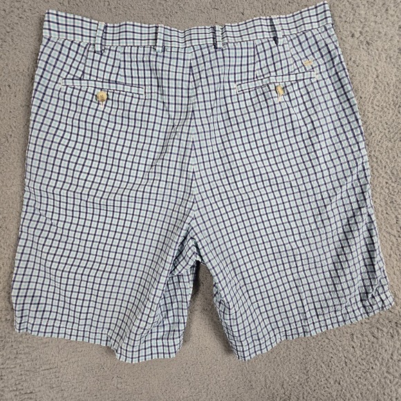 Peter Millar Crown Sport Golf Shorts Mens 36 Blue Check Performance Stretch - Picture 6 of 11